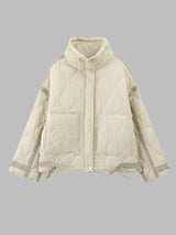 Giacca Trapuntata – Collo Alto e Tasche a Toppa – Stile Invernale Accogliente