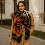 Sciarpa Lussuosa Reversibile - Motivo Floreale - Elegante