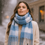 Sciarpa a quadri carmine - Elegante - Morbida - Calda